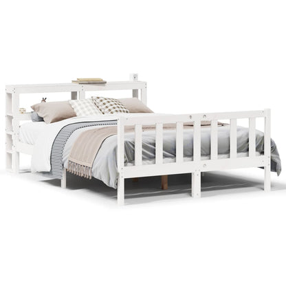 Bed Frame without Mattress White 140x190 cm Solid Wood Pine