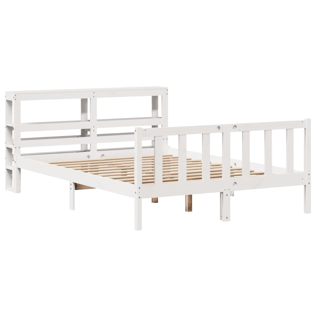 Bed Frame without Mattress White 140x190 cm Solid Wood Pine