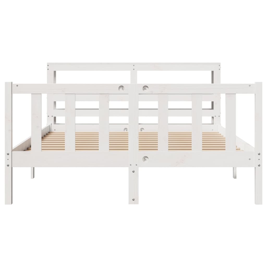 Bed Frame without Mattress White 140x190 cm Solid Wood Pine