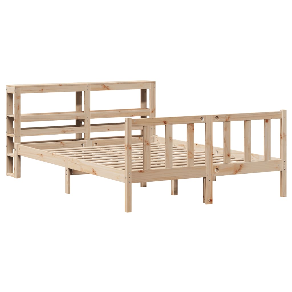 Bed Frame with Headboard 150x200 cm King Size Solid Wood Pine