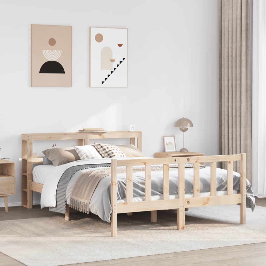 Bed Frame with Headboard 150x200 cm King Size Solid Wood Pine