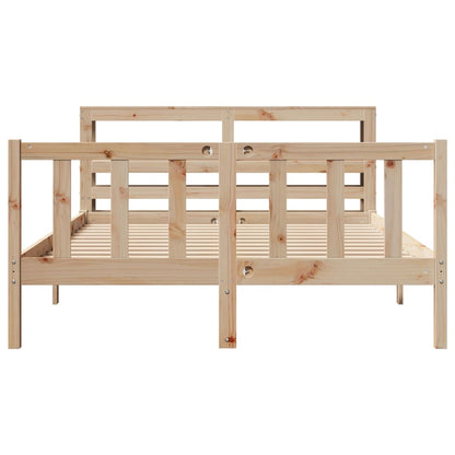 Bed Frame with Headboard 150x200 cm King Size Solid Wood Pine