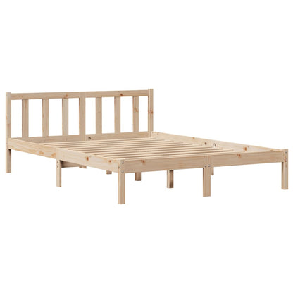 Bed Frame with Headboard 150x200 cm King Size Solid Wood Pine