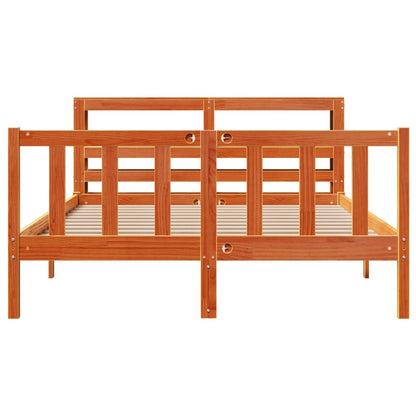 Bed Frame with Headboard Wax Brown 150x200 cm King Size Solid Wood Pine