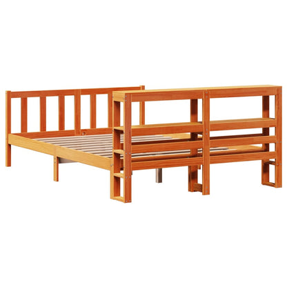 Bed Frame with Headboard Wax Brown 150x200 cm King Size Solid Wood Pine