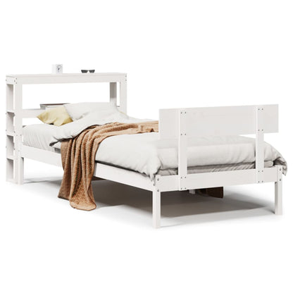 Bed Frame without Mattress White 75x190 cm Small Single Solid Wood Pine