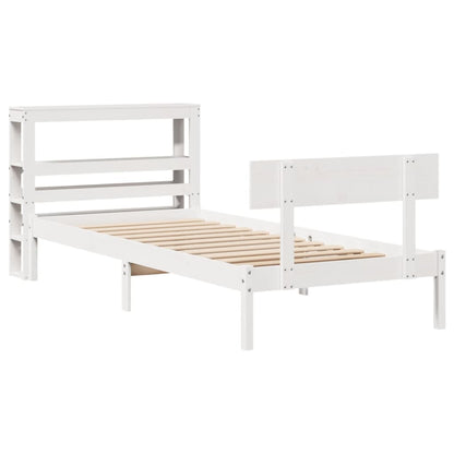 Bed Frame without Mattress White 75x190 cm Small Single Solid Wood Pine