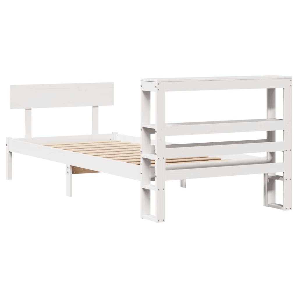 Bed Frame without Mattress White 75x190 cm Small Single Solid Wood Pine