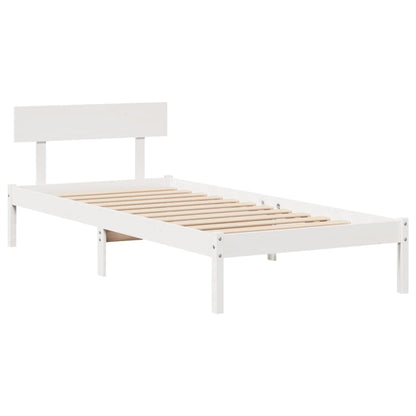 Bed Frame without Mattress White 75x190 cm Small Single Solid Wood Pine