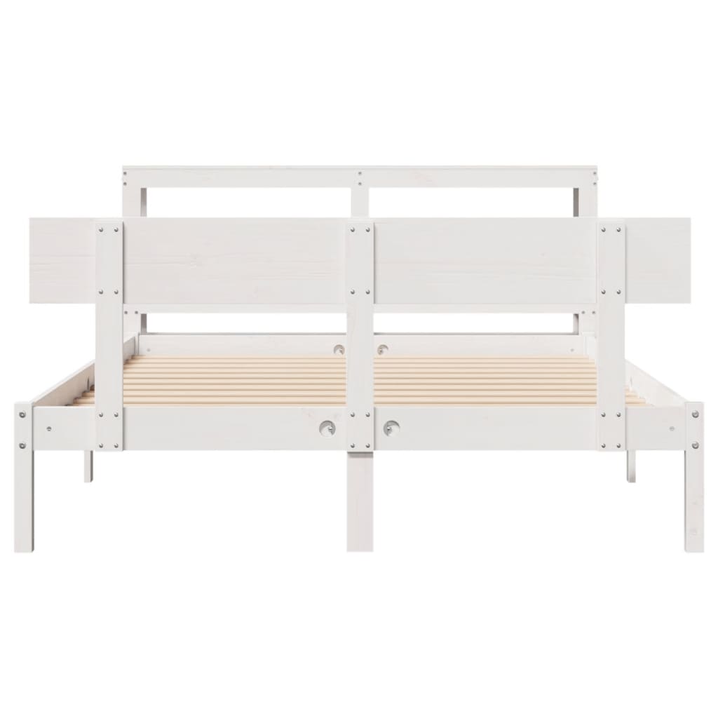 Bed Frame without Mattress White 135x190 cm Double Solid Wood Pine