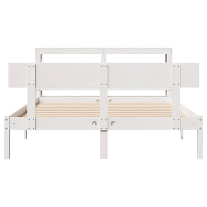 Bed Frame without Mattress White 135x190 cm Double Solid Wood Pine