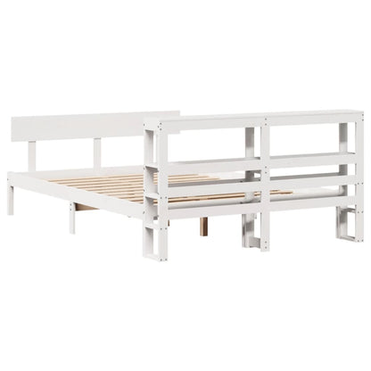 Bed Frame without Mattress White 135x190 cm Double Solid Wood Pine