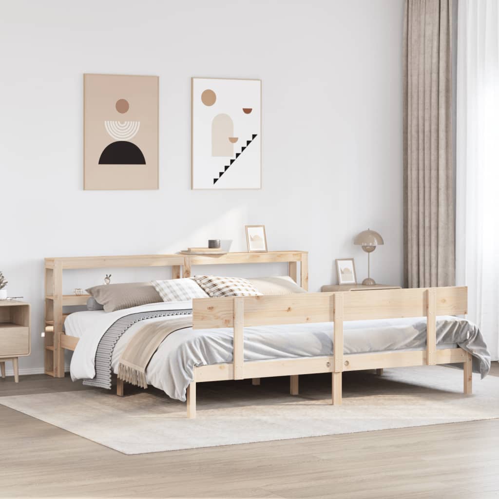 Bed Frame without Mattress 200x200 cm Solid Wood Pine