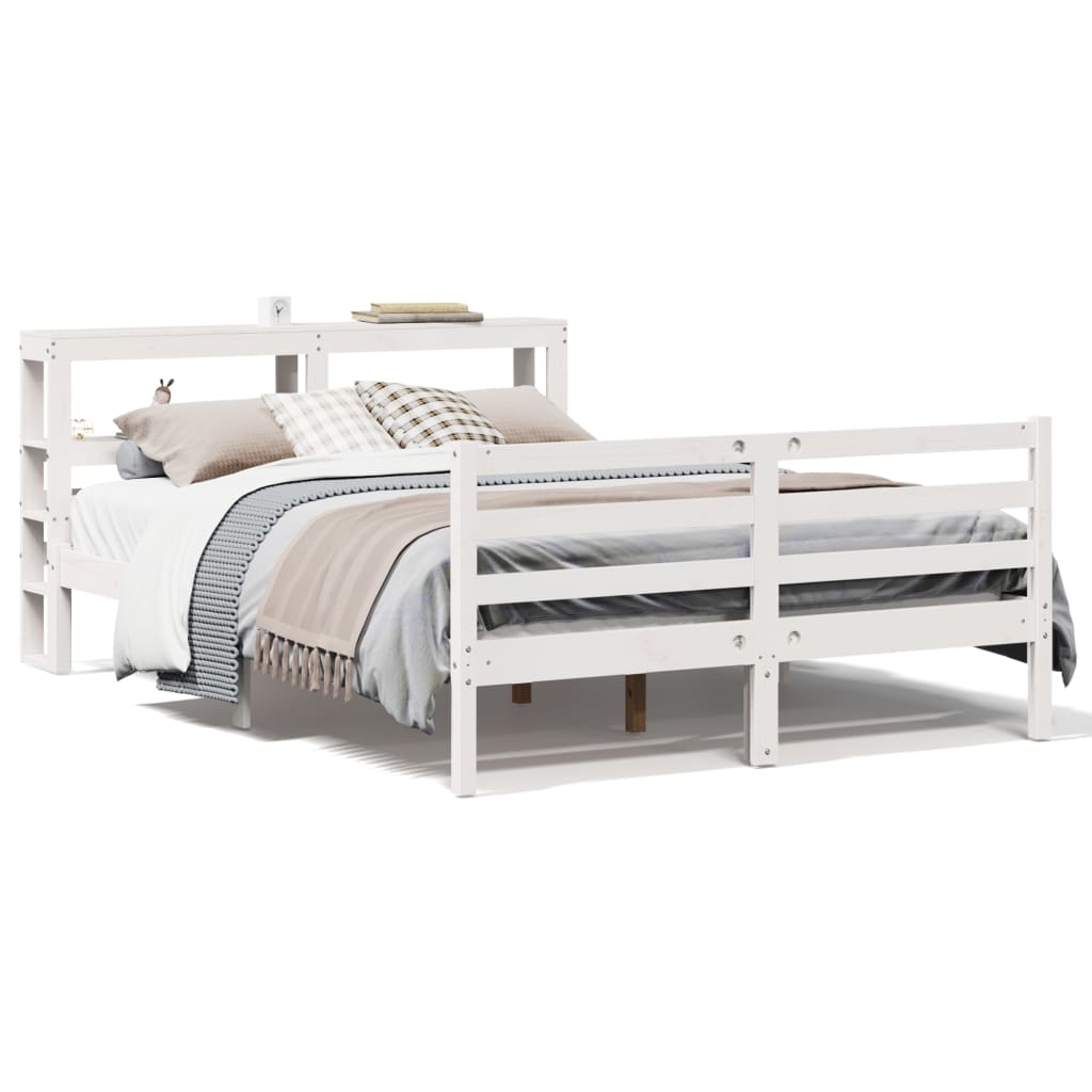 Bed Frame without Mattress White 140x190 cm Solid Wood Pine