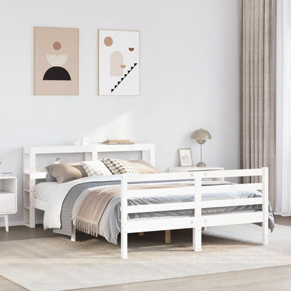 Bed Frame without Mattress White 140x190 cm Solid Wood Pine