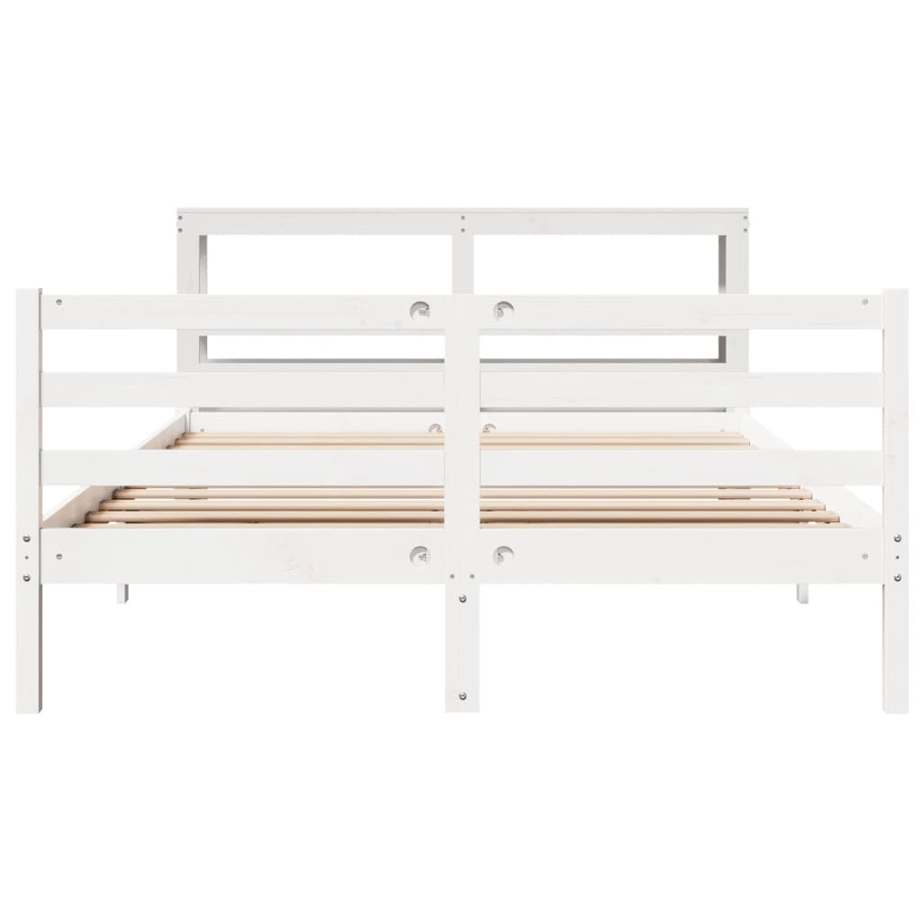 Bed Frame without Mattress White 140x190 cm Solid Wood Pine