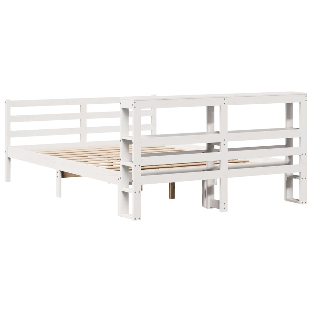 Bed Frame without Mattress White 140x190 cm Solid Wood Pine