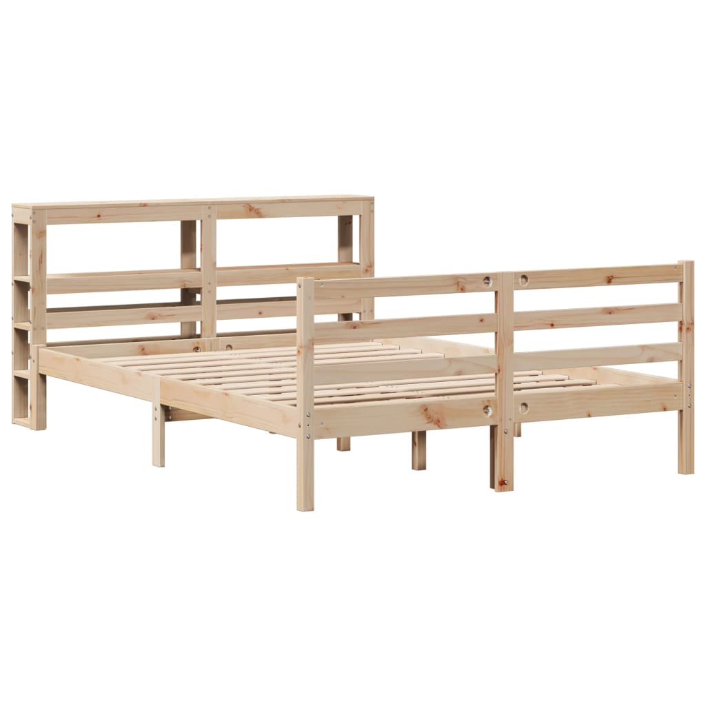 Bed Frame with Headboard 150x200 cm King Size Solid Wood Pine