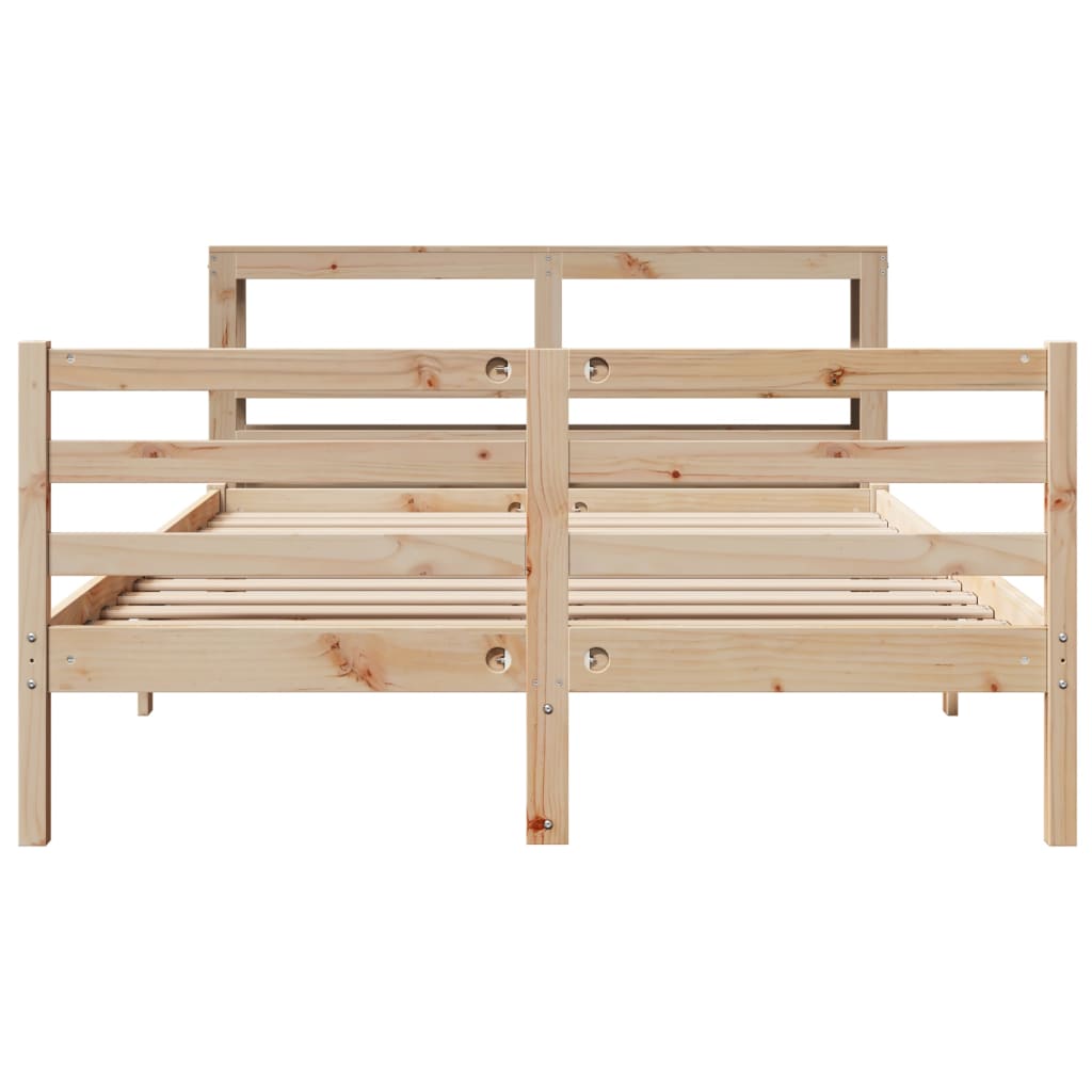 Bed Frame with Headboard 150x200 cm King Size Solid Wood Pine