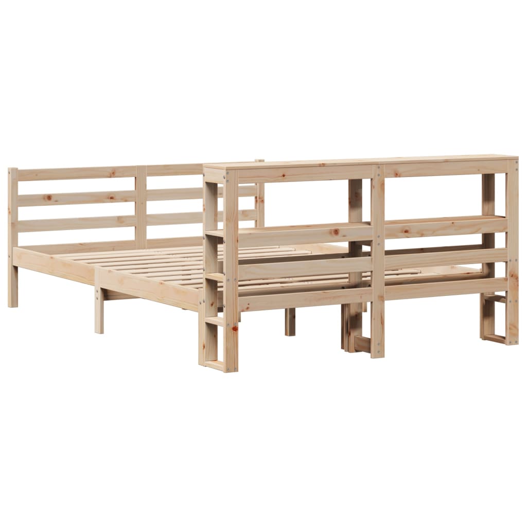 Bed Frame with Headboard 150x200 cm King Size Solid Wood Pine