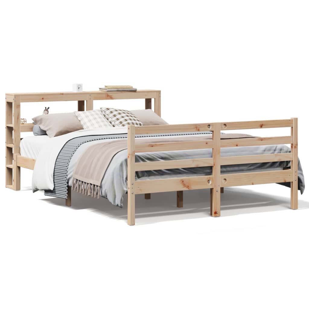 Bed Frame with Headboard 150x200 cm King Size Solid Wood Pine