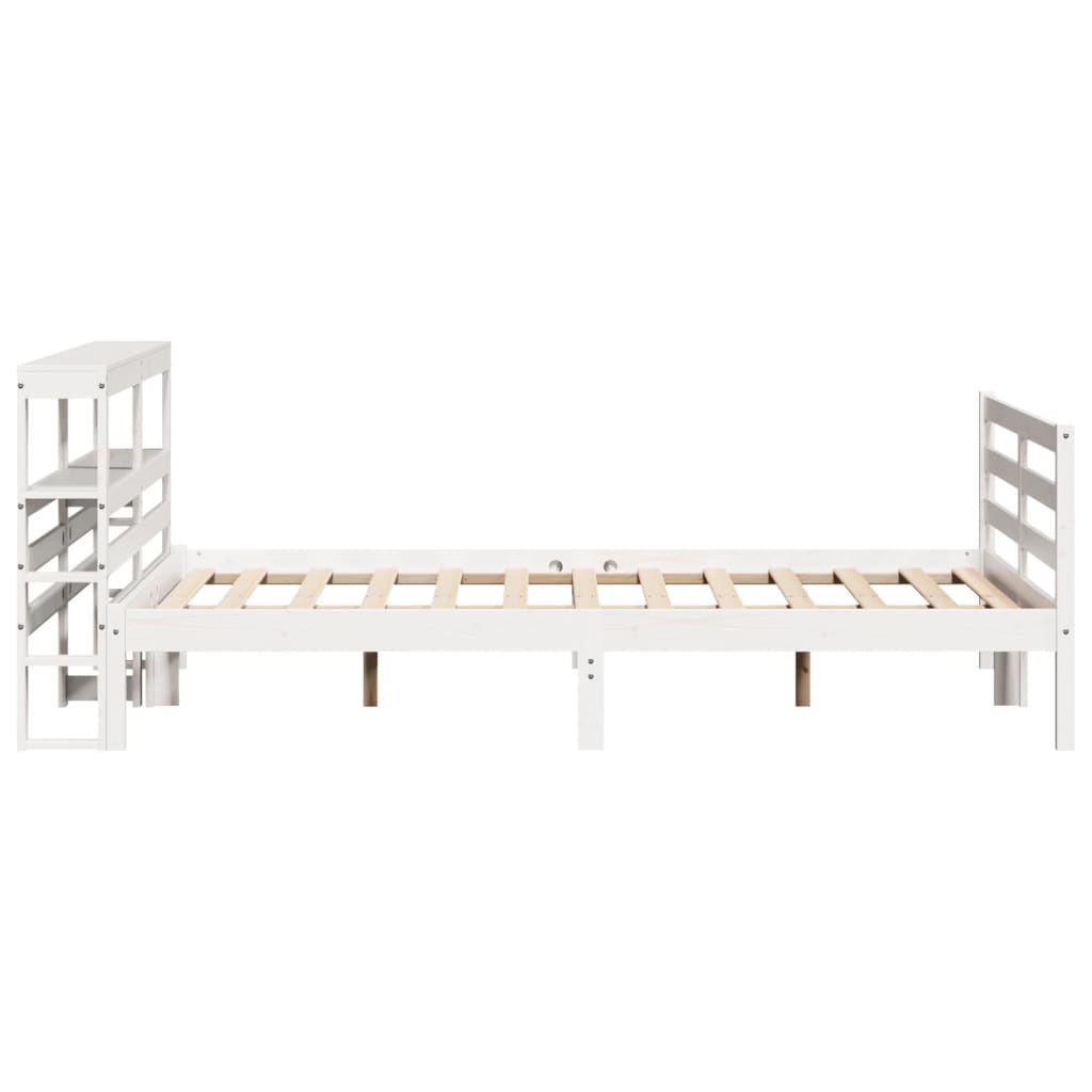 Bed Frame with Headboard White 150x200 cm King Size Solid Wood Pine