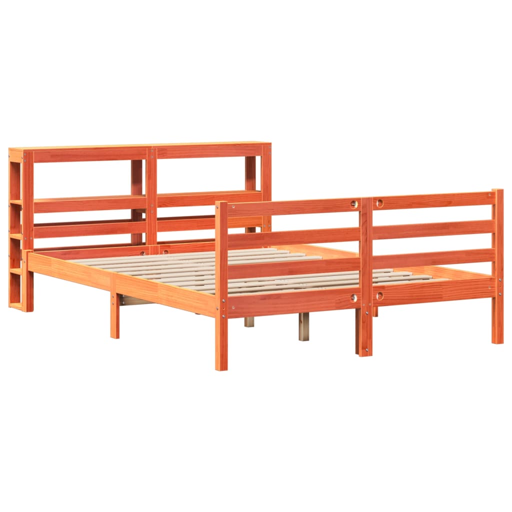 Bed Frame without Mattress Wax Brown 150x200 cm King Size Solid Wood Pine