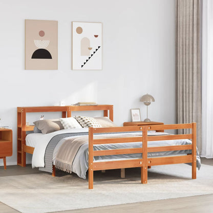 Bed Frame without Mattress Wax Brown 150x200 cm King Size Solid Wood Pine