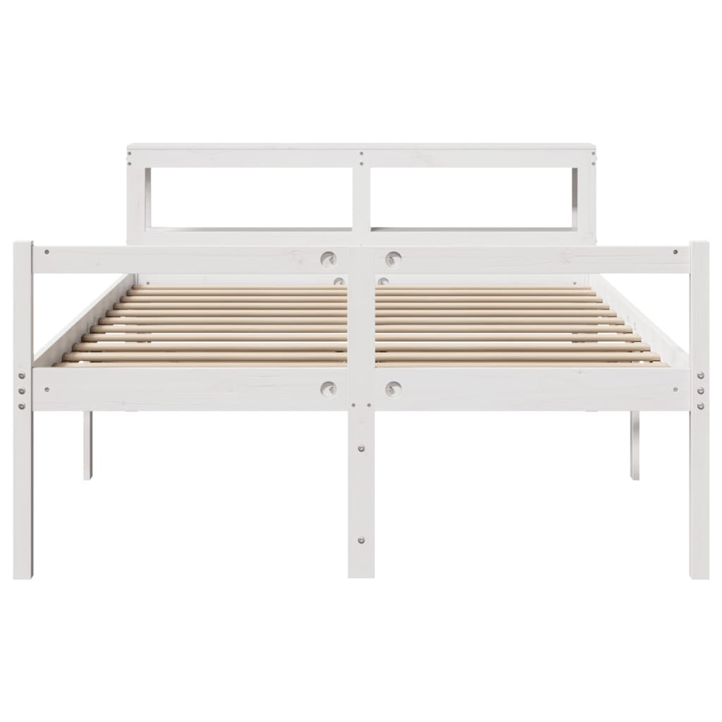 Senior Bed with Headboard White 150x200 cm Solid Wood Pine