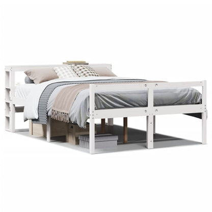 Senior Bed with Headboard White 150x200 cm Solid Wood Pine