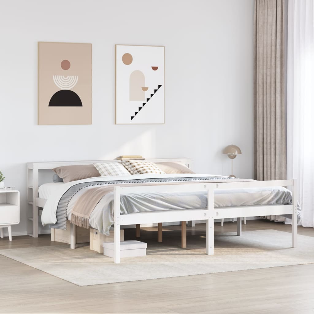 Senior Bed with Headboard without Mattress White 180x200 cm Super King