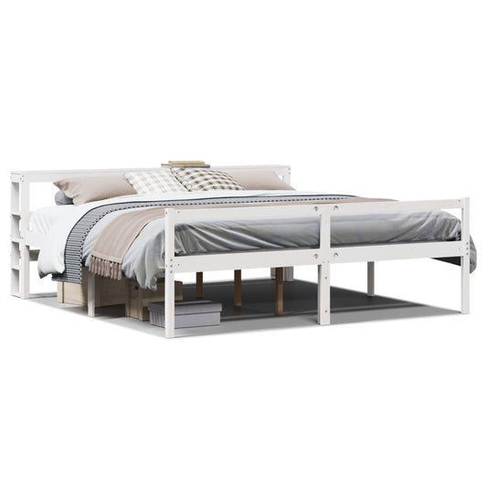 Senior Bed with Headboard without Mattress White 180x200 cm Super King