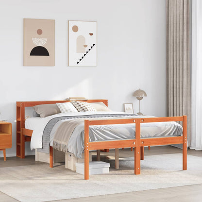 Bed Frame with Headboard without Mattress Wax Brown 140x200 cm