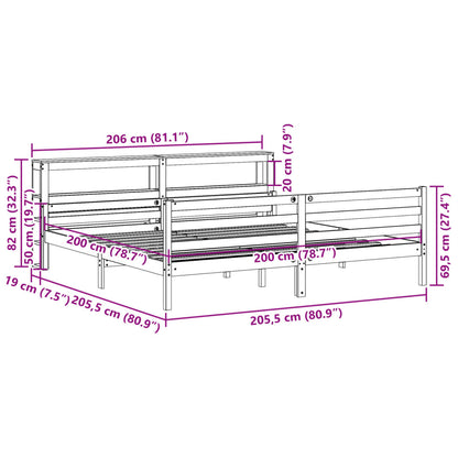 Bed Frame with Headboard without Mattress 200x200 cm