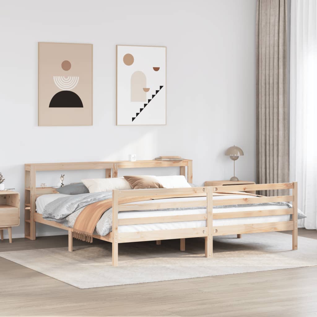 Bed Frame with Headboard without Mattress 200x200 cm