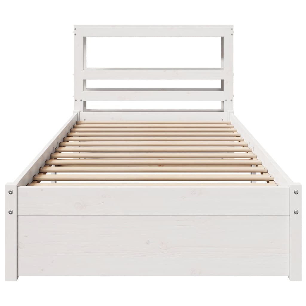 Bed Frame with Headboard without Mattress White 75x190 cm Small Single