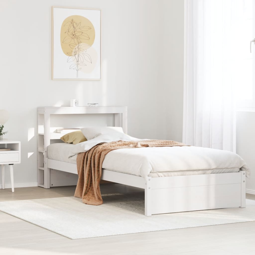 Bed Frame with Headboard without Mattress White 75x190 cm Small Single