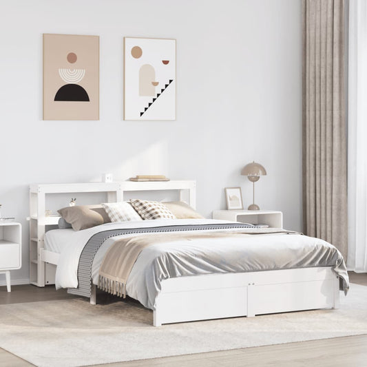 Bed Frame with Headboard without Mattress White 135x190 cm Double