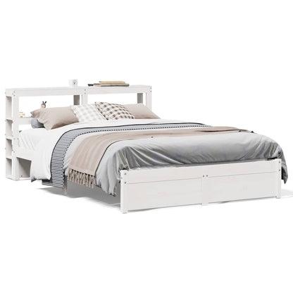 Bed Frame with Headboard without Mattress White 140x190 cm