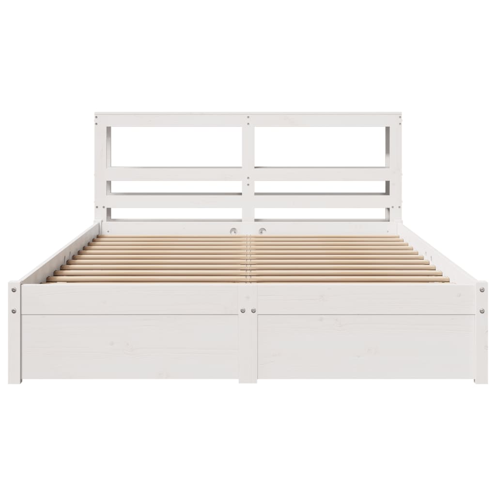 Bed Frame with Headboard without Mattress White 140x190 cm