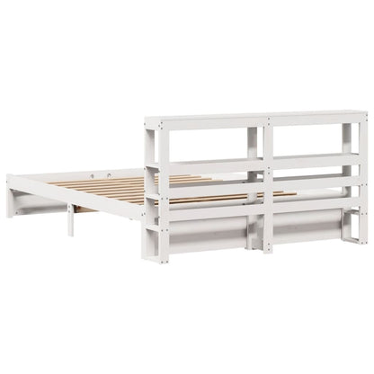 Bed Frame with Headboard without Mattress White 140x190 cm