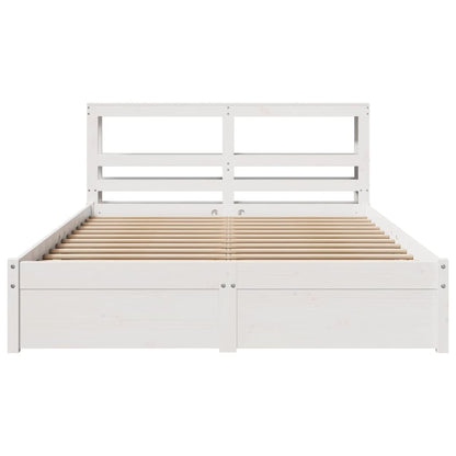 Bed Frame with Headboard without Mattress White 140x200 cm