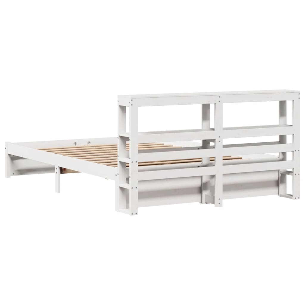 Bed Frame with Headboard without Mattress White 140x200 cm