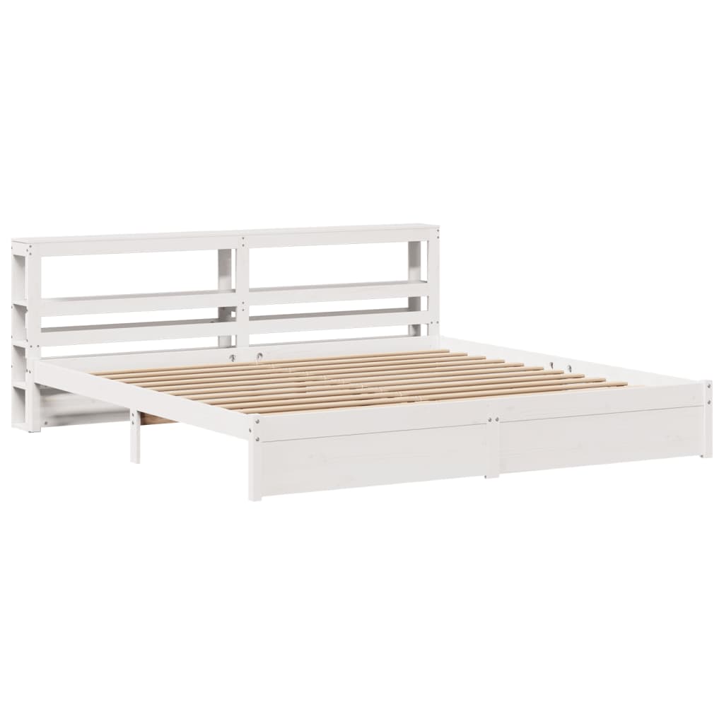 Bed Frame with Headboard without Mattress White 180x200 cm Super King