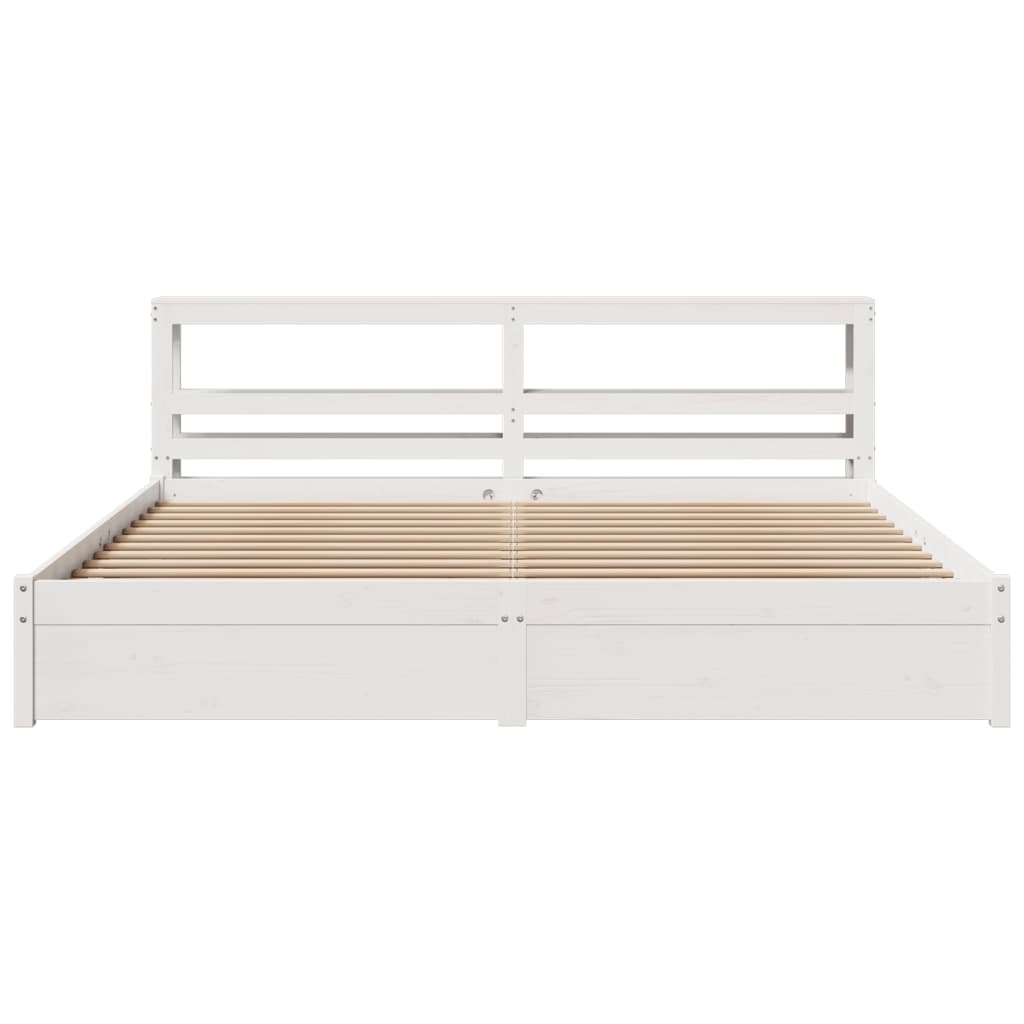 Bed Frame with Headboard without Mattress White 180x200 cm Super King