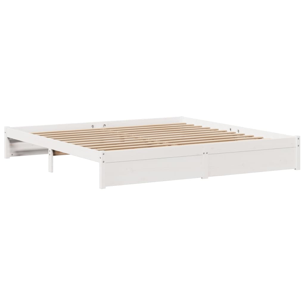 Bed Frame with Headboard without Mattress White 180x200 cm Super King