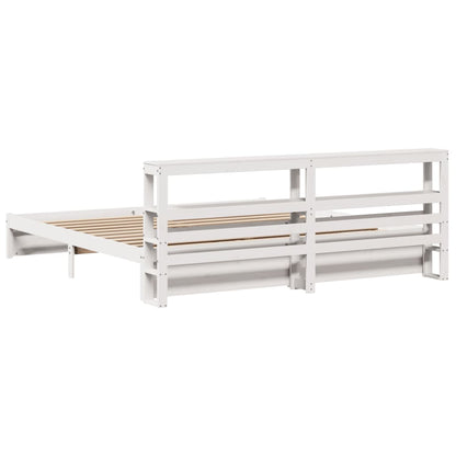 Bed Frame with Headboard without Mattress White 180x200 cm Super King