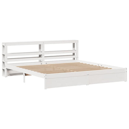 Bed Frame with Headboard without Mattress White 200x200 cm