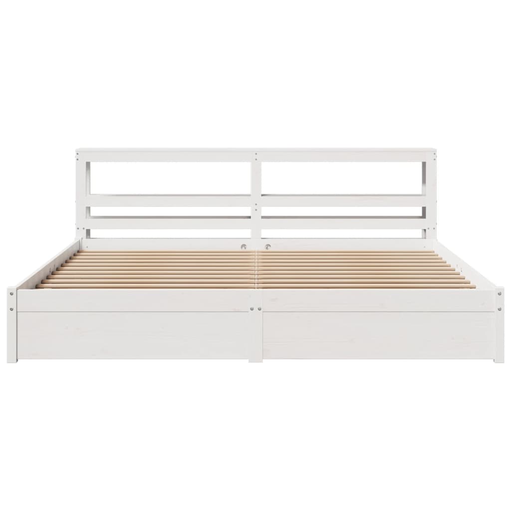 Bed Frame with Headboard without Mattress White 200x200 cm