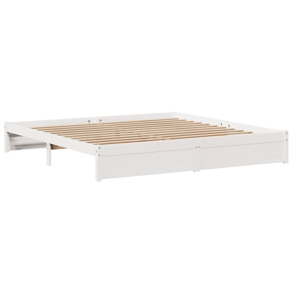 Bed Frame with Headboard without Mattress White 200x200 cm